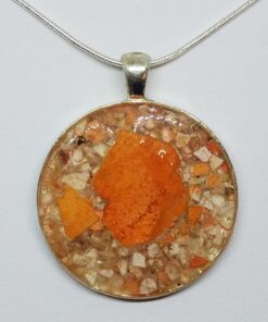 Crushed Lobster Shell Jewelry Pendant