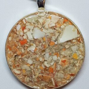 Crushed Lobster and Clam Shell Jewelry Pendant