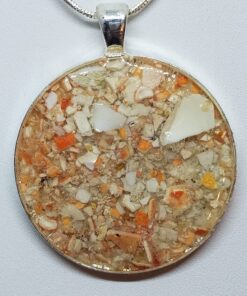 Crushed Lobster and Clam Shell Jewelry Pendant