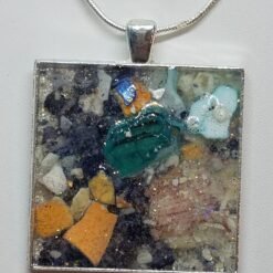 Crushed Mussel Clam Lobster Blue Abalone Shell Jewelry Pendant
