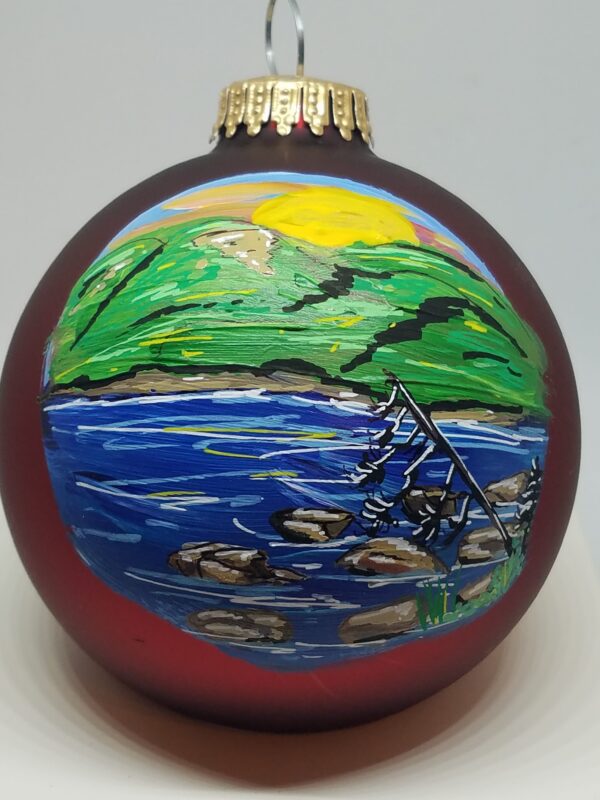Eagle Lake Acadia Painted Glass Ornament