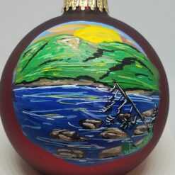 Eagle Lake Acadia Painted Glass Ornament