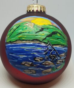 Eagle Lake Acadia Painted Glass Ornament