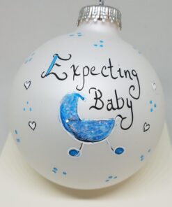 Expecting Baby Boy Heartfelt Glass Ornament