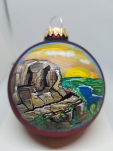 Precipice Beehive Acadia Painted Glass Ornament