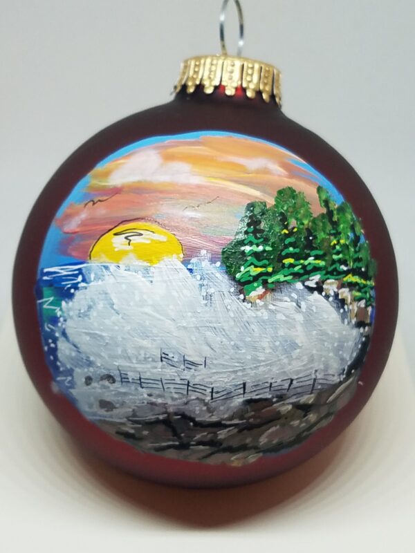 Thunder Hole Acadia Painted Glass Ornament