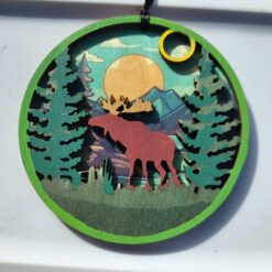 Layered Wooden Moose Ornament Christmas Vacation Shop Bar Harbor Maine