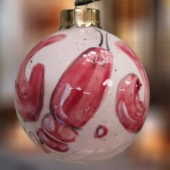Red-Lobster-Handpainted-on-Ceramic-Ball-Ornament_Christmas Vacation Shop Bar Harbor Maine