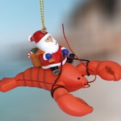 Santa Riding Lobster Travel Ornament