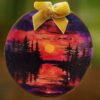 Sunset Dusk Woodsie Ornament Christmas Vacation Shop Bar Harbor Maine