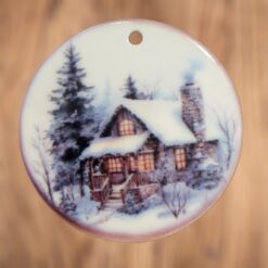 Winter-Log-Cabin-Snowy-Winter-Ceramic-Ornament_Christmas_Vacation_Shop_Bar_Harbor_Maine