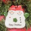 Merry Christmas Snowmen Couple Clay Ornament