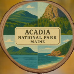 Acadia-National-Park-Collage-Woodsie-Ornament-featuring-Sand-Beach-Jordan-Pond-Beehive-Trail-and-Cadillac-Mountain-Bar-Harbor-Maine_Christmas_Vacation_Shop_Bar_Harbor_Maine