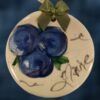 Blueberries-on-Ceramic-Circle-Ornament-with-Green-Bow_Christmas_Vacation_Shop_Bar_Harbor_Maine