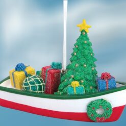 Boat-with-Christmas-Tree-and-Presents-Dory-Resin-Ornament_Christmas_Vacation_Shop_Bar_Harbor_Maine