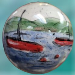 Boats-and-Buoys-in-Harbor-on-Ceramic-Ball-Ornament_Christmas_Vacation_Shop_Bar_Harbor_Maine