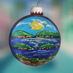 Cadillac-Mountain-Blue-Sky-with-Sunshine-Painted-Glass-Acadia-Ornament_Christmas_Vacation_Shop_Bar_Harbor_Maine