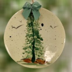 Evergreen-Tree-Forest-Layer-Ceramic-Ball-Ornament-with-Green-Bow_Christmas_Vacation_Shop_Bar_Harbor_Maine