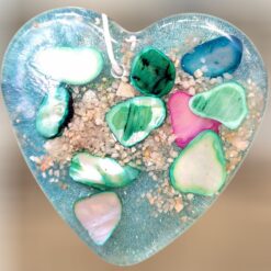 Green-Blue-Pink-Abalone-Shells-and-Sand-Tropical-Crushed-Shell-Heart-of-the-Sea-Ornament_Christmas_Vacation_Shop_Bar_Harbor_Maine