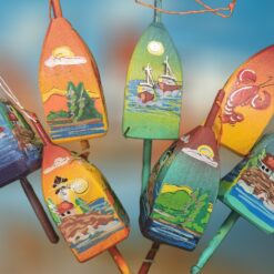 Handpainted-Wood-Lobster-Buoy-Collage_Christmas_Vacation_Shop_Bar_Harbor_Maine