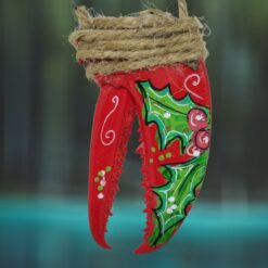Holly-on-Red-Painted-Lobster-Ornament_Christmas_Vacation_Shop_Bar_Harbor_Maine