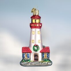 Lighthouse-with-Houses-Old-World-Christmas-Blown-Glass-Ornament_Christmas_Vacation_Shop_Bar_Harbor_Maine