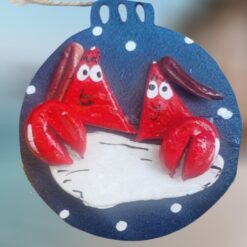 Lobster-Couple-with-Driftwood-Polymer-Clay-Navy-Wood-Ornament_Christmas_Vacation_Shop_Bar_Harbor_Maine