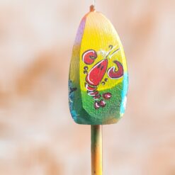Red-Lobster-of-4-Sided-Buoy-Yellow-Green-Background_Christmas_Vacation_Shop_Bar_Harbor_Maine