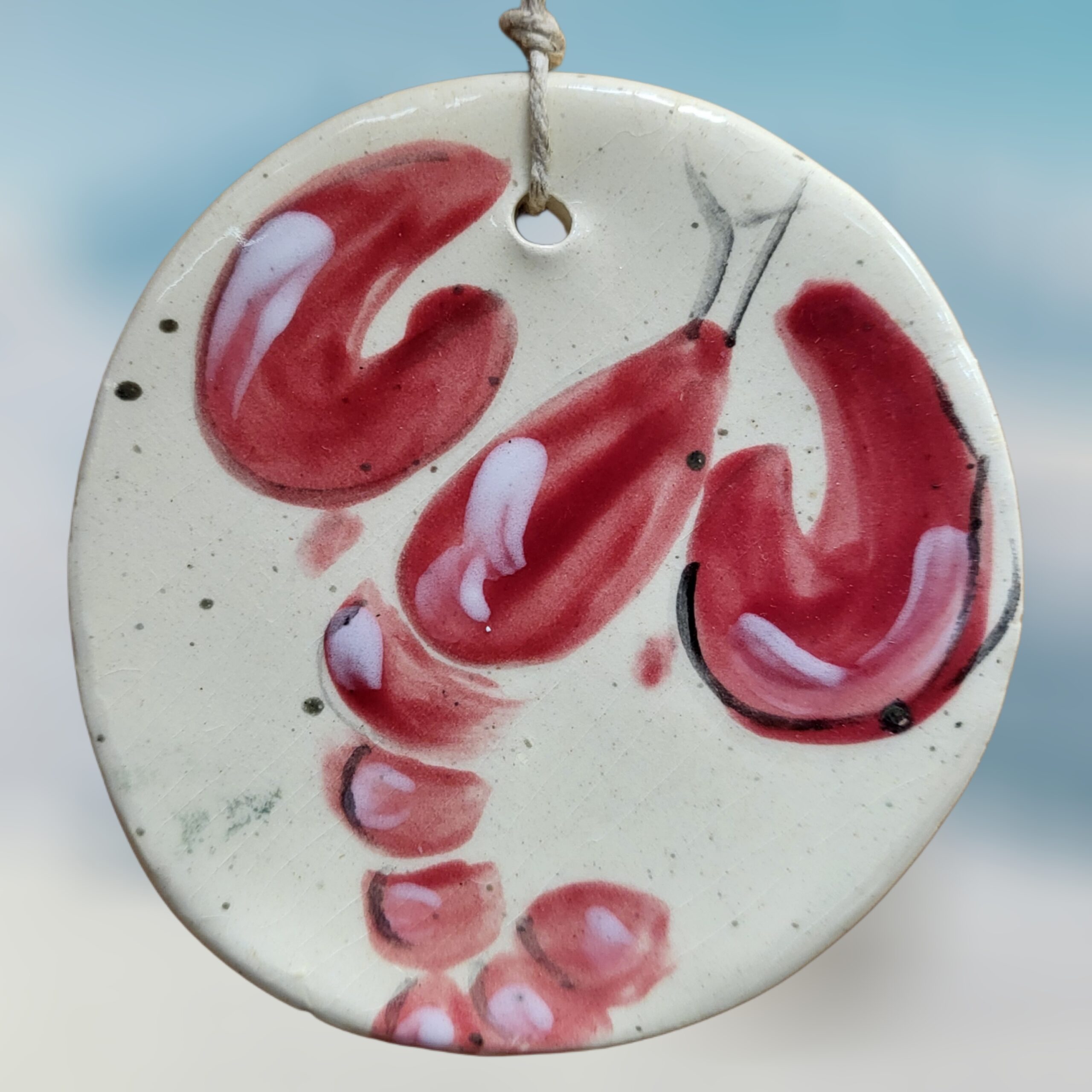 Red-Lobster-on-Ceramic-Circle-Ornament_Christmas_Vacation_Shop_Bar_Harbor_Maine