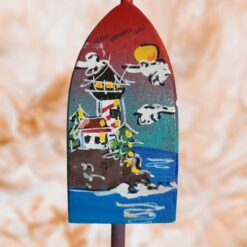 Red-White-Striped-Lighthouse-on-Red-Blue-Background-4-Sided-Lobster-Buoy-Wood-Ornament_Christmas_Vacation_Shop_Bar_Harbor_Maine