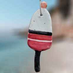 Red-and-Black-Striped-Lobster-Buoy-Ceramic-Ornament_Christmas_Vacation_Shop_Bar_Harbor_Maine