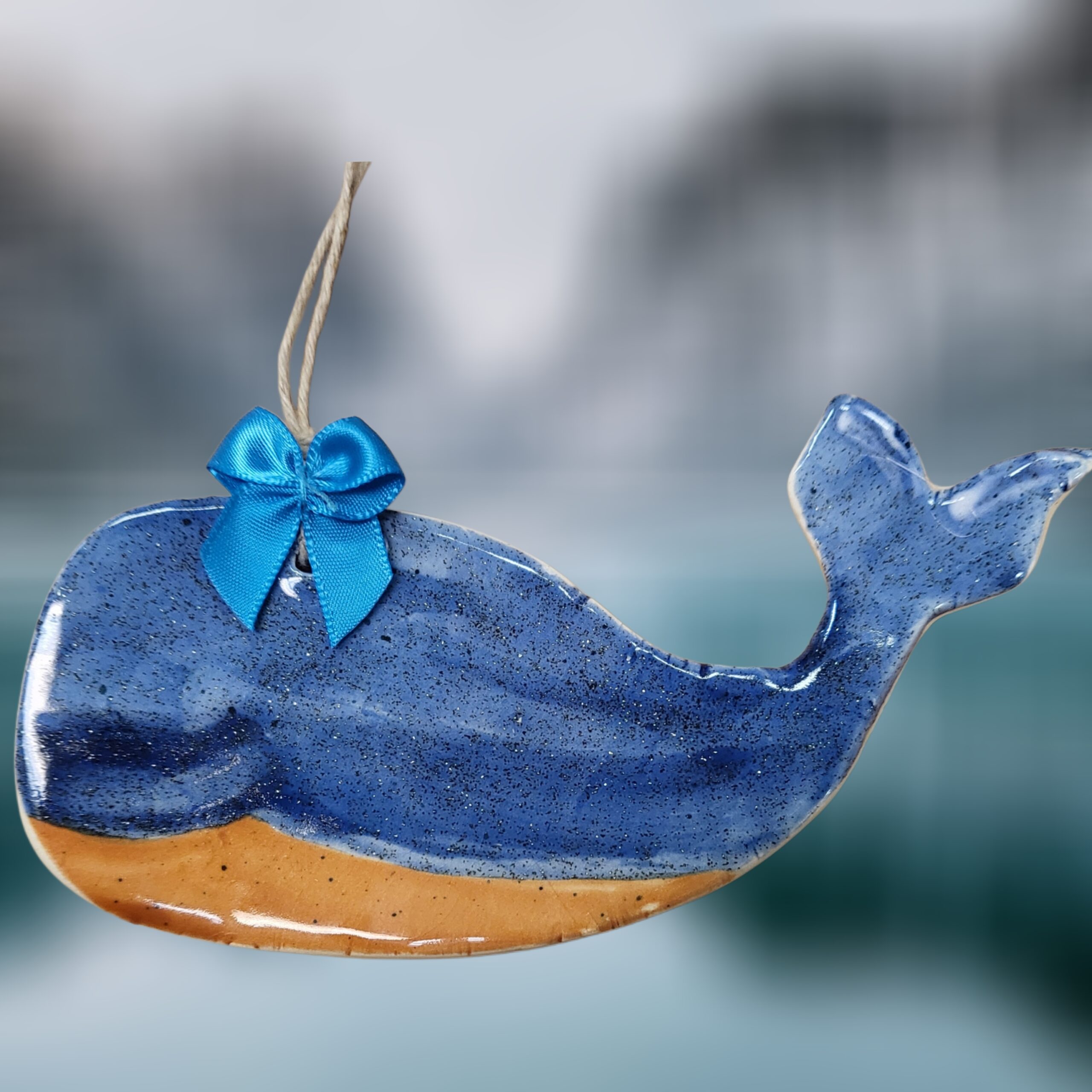 Rustic-Blue-Whale-Ceramic-Ornament-with-Bluw-Bow_Christmas_Vacation_Shop_Bar_Harbor_Maine