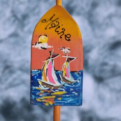 Sailboats-on-Sunset-Background-4-Sided-Wood-Lobster-Buoy-Ornament_Christmas_Vacation_Shop_Bar_Harbor_Maine