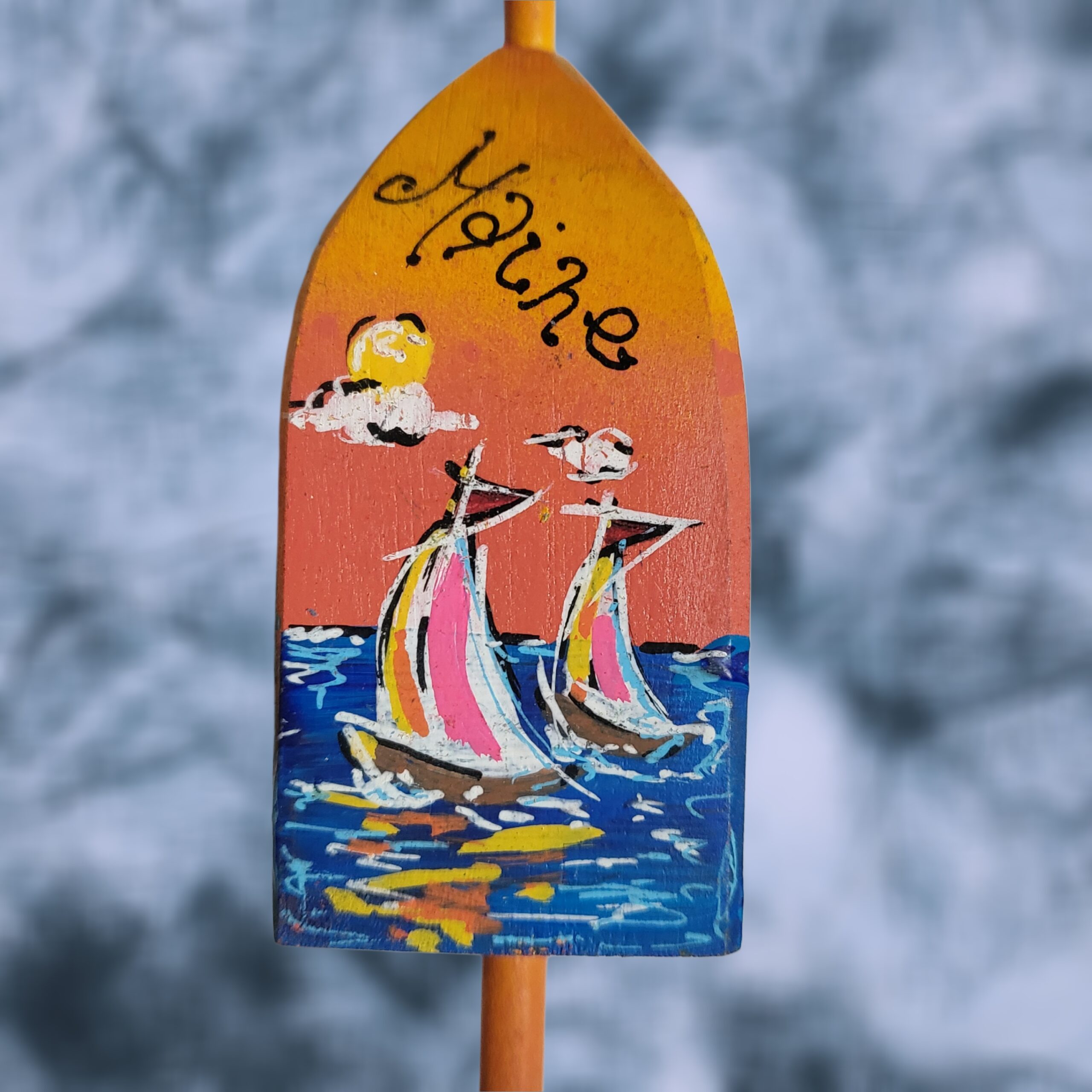 Sailboats-on-Sunset-Background-4-Sided-Wood-Lobster-Buoy-Ornament_Christmas_Vacation_Shop_Bar_Harbor_Maine