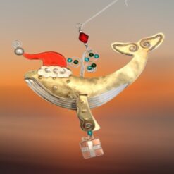 Santa-Humpback-Whale-with-Present-Handcrafted-Metal-Ornament_Christmas_Vacation_Shop_Bar_Harbor_Maine
