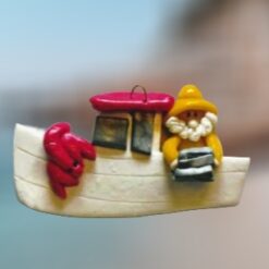 Santa-with-Trap-and-Lobster-in-Boat-Handcrafted-Polymer-Clay-Ornament_Christmas_Vacation_Shop_Bar_Harbor_Maine