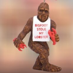 Sasquatch-BigFoot-Stole-My-Lobster-Resin-Ornament_Christmas_Vacation_Shop_Bar_Harbor_Maine
