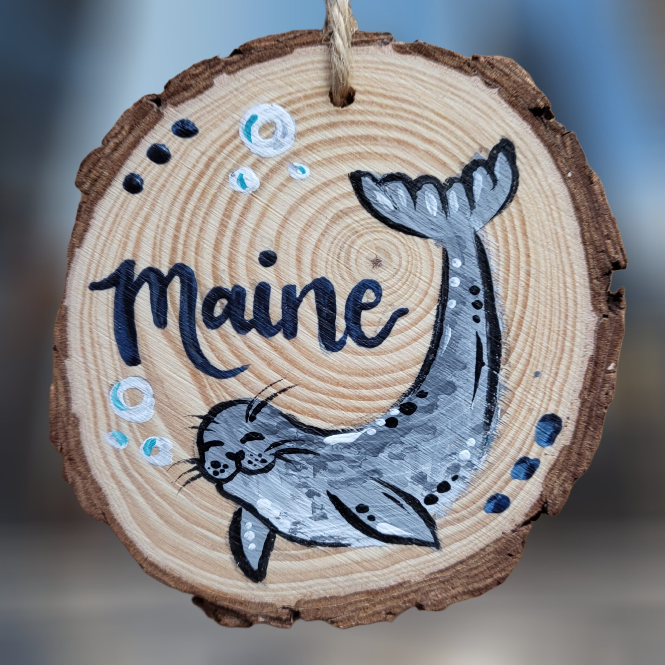 Seal-on-Woodsie-Ornament_Christmas_Vacation_Shop_Bar_Harbor_Maine