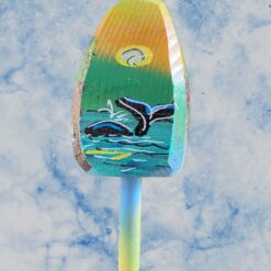 Whale-In-Ocean-with-Sunshine-on-Yellow-Green-Background-4-Sided-Wood-Buoy-Ornament_Christmas_Vacation_Shop_Bar_Harbor_Maine